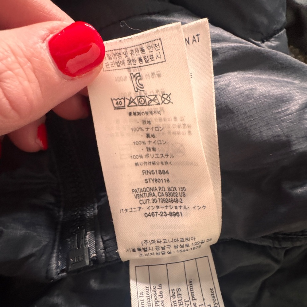 Women's Black Medium Patagonia Hi-Loft Down Hoody Puffer Full Zip Black Jacket! - Picture 6 of 6